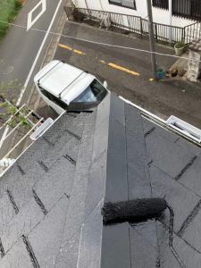 横浜市神奈川区　屋根修理　屋根塗装　大屋根　上塗り２